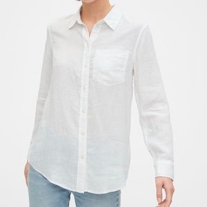 Gap Linen Boyfriend Shirt in Optic White Size Large L